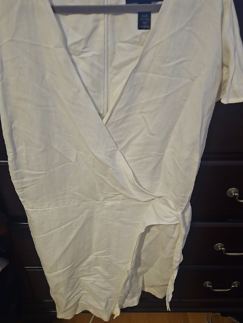 White Wrap-Style Short Sleeve Dress